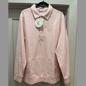 NWT MENS Pink Criquet Collared Sweatshirt size LARGE